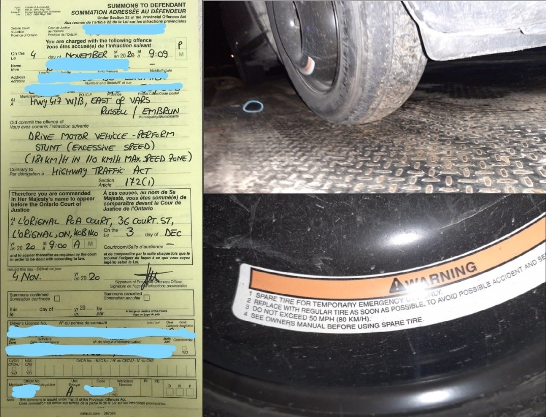 Driver caught at 181 km/h on ‘donut’ spare tire