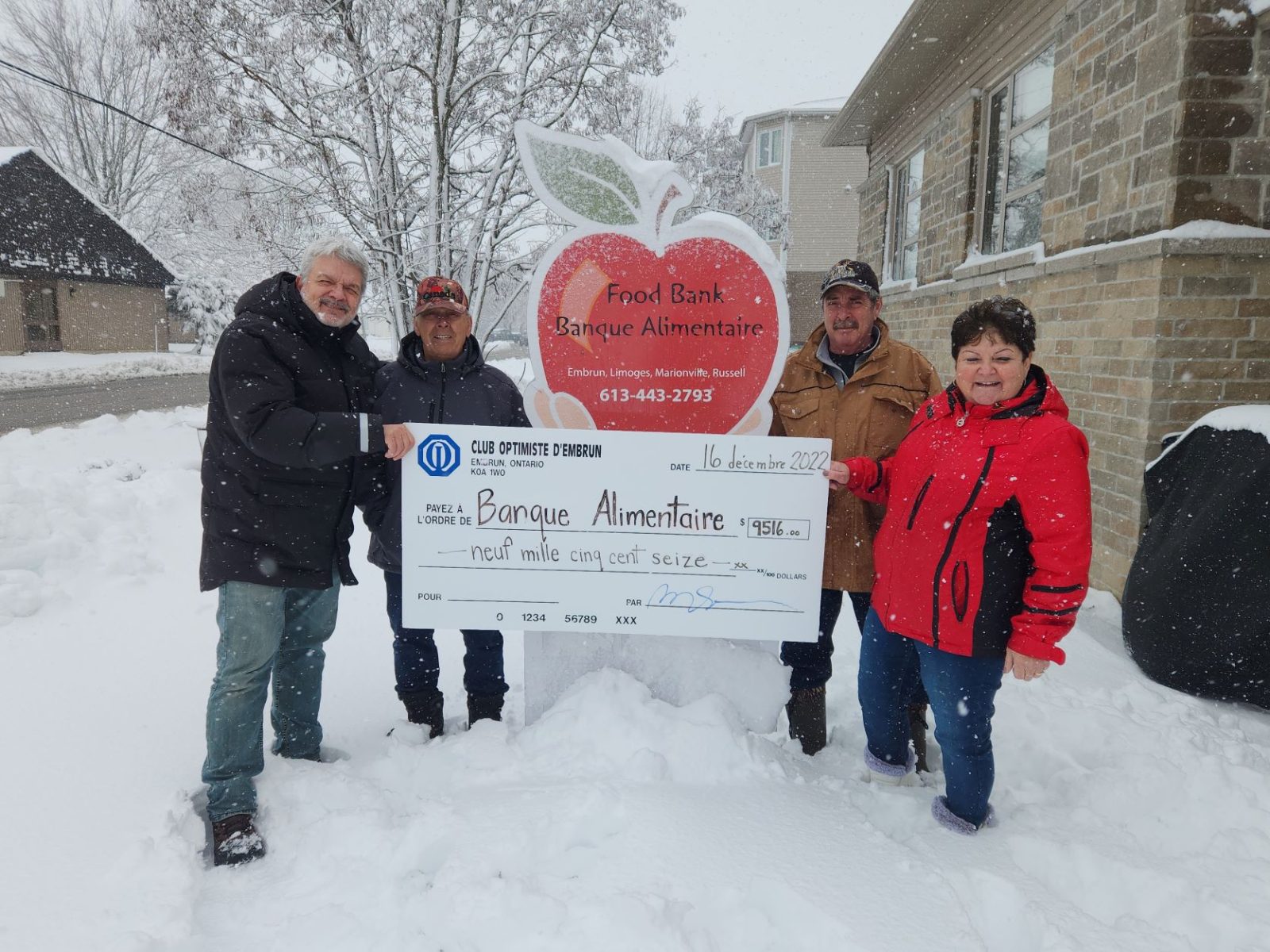 Optimist Club donates $9000 to Embrun food bank