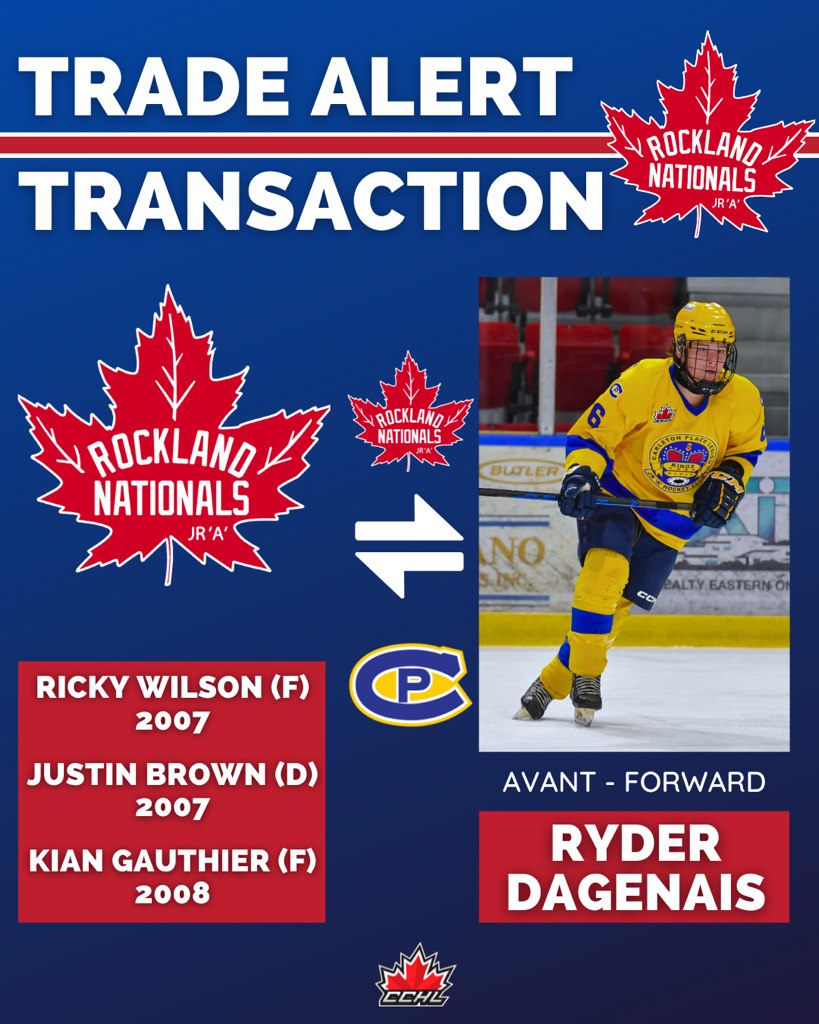 Nats trade prospects to Carleton Place Canadians for forward Ryder Dagenais